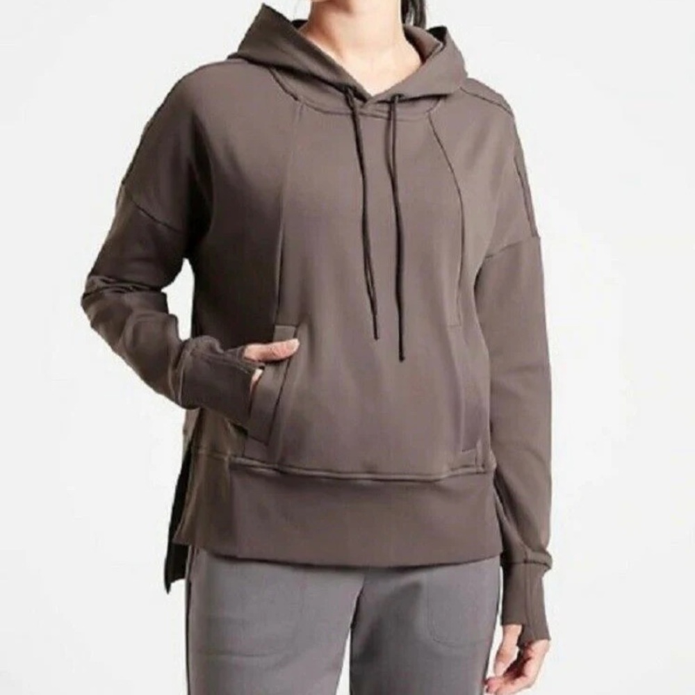ATHLETA | MISSION HOODIE PULLOVER SWEATER IN SHALE X-Large NWT